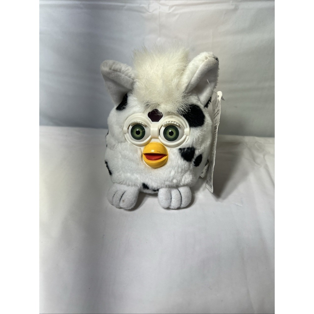 Furby Buddies Tiger Electronics 1999 Plush Bean Bag Stuffed Animal Cow Print NWT